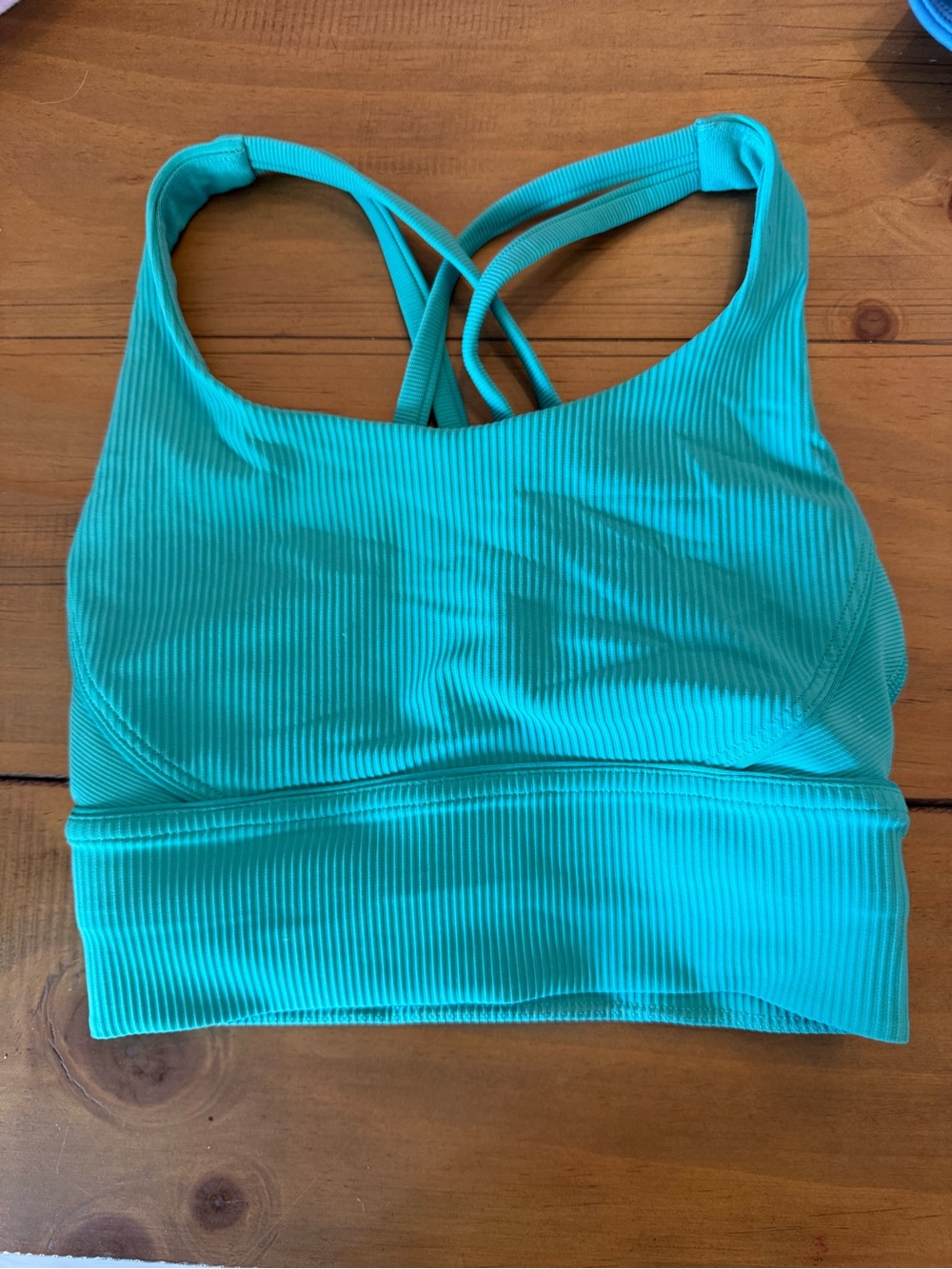 lululemon athletica Ribbed Strappy Sports Bra - Teal Green